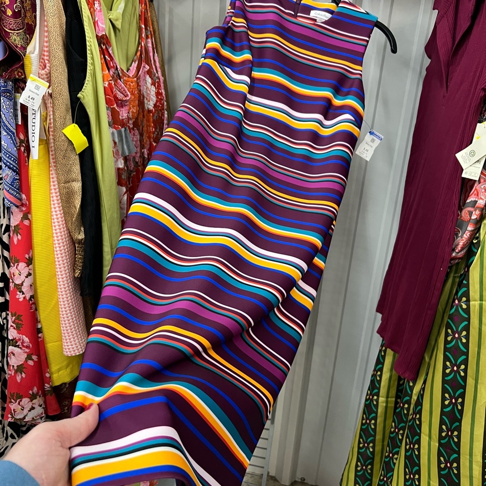 Calvin Klein Vibrant Striped Midi Dress - Picture 3 of 4